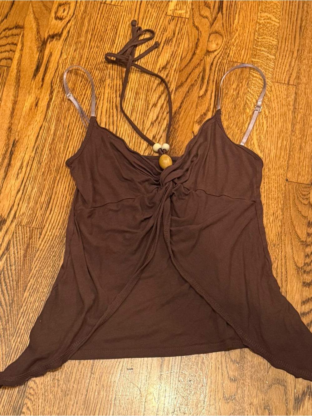 Vintage Brown Beaded Halter Flowy Camisole - Picture 1 of 3